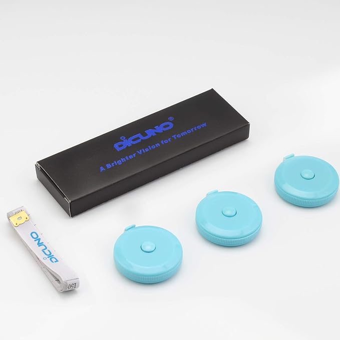 DiCUNO 60-Inch 1.5 Meter Soft and Retractable Tape Body Tailor Sewing Craft Cloth Dieting Measuring Tape (3 Pcs of Sky-Blue)