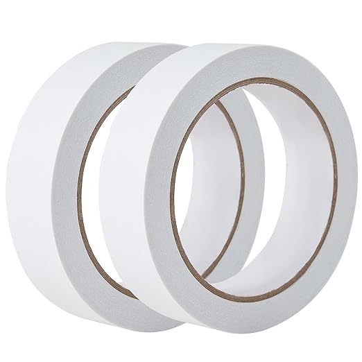1" 2 Rolls Double Sided Adhesive Sticky Tape for Arts, DIY, Card Making, Crafts, Photography, Scrapbooking, Gift Wrapping, Office School Stationery Supplies, Home Supplies (Width: 25mm)