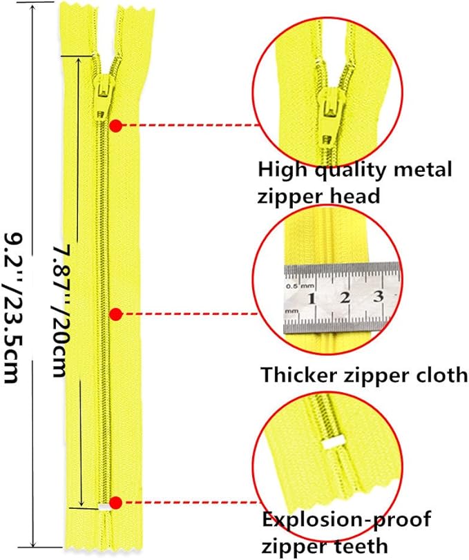 100 Pcs 9 Inch Nylon Coil Zippers Tailor Sewer Bulk for Sewing Crafts 25 Colors