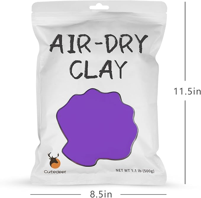 Cutedeer Purple Air Dry Clay, 1.1lb Foam Modeling Clay, Soft Squishy Molding for Kids Adults, Arts & Crafts Project Slime Supplies(1.1lb - 1 Pack, Purple)