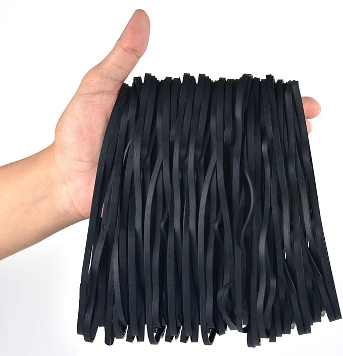 Coopay 120 Pieces Large Rubber Bands Bulk, 8 Inches Heavy Duty Strong Elastic Bands for Office Supply School Home, Securing Trash Can Garbage Cans, File Folders (Black)