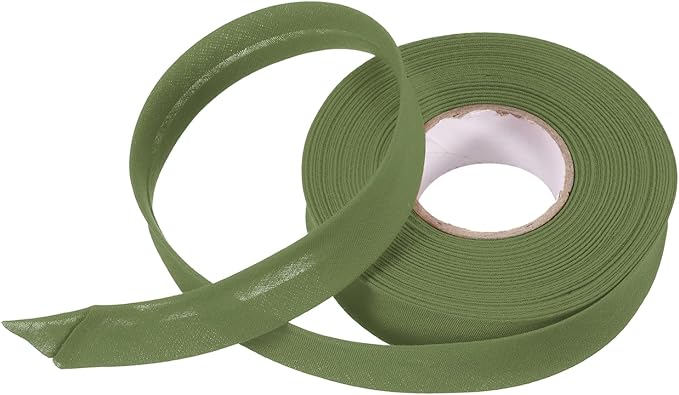 MECCANIXITY 3/4 Inch Single Fold Bias Tape Polyester Continuous Bulk Bias Tape for Sewing, Seaming Quilting Hemming Binding Crafts (Dark Green 10 Yards)