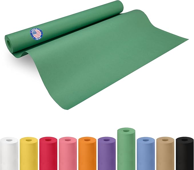 24" x 1200" (100 ft) Green Kraft Paper Roll - USA-Made Quality Craft Paper for Gift Wrapping, Kids' Arts & Crafts, School Projects - Natural Material 50lb Thickness by IDL Packaging