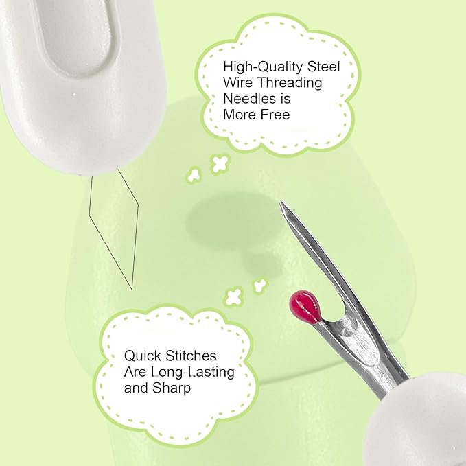 FLONSA 2 PCS Automatic Needle Threaders, 3 in 1 Seam Ripper Upgraded Stretchable Needle Threader for Hand Sewing Cross Stitch(Grey)