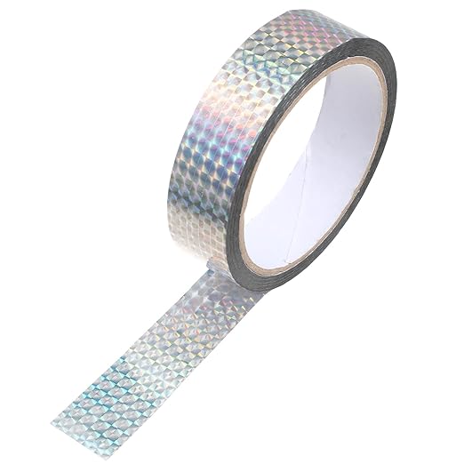 Reflective Holographic Adhesive Tape, Reflective Tape for Birds, Holographic Ribbon, Self-Adhesive Bird Scare Ribbon for Keep Birds Away, DIY Crafts, Daily Home Use(1inch 54 Yard)