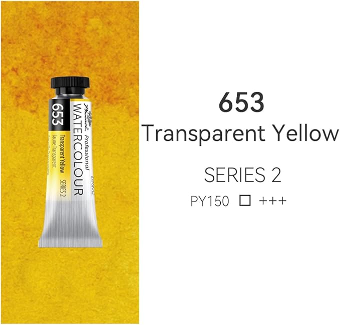 PHOENIX Professional Watercolor Paint Single Tube - 0.47 Fl Oz / 14ml - Transparent Yellow