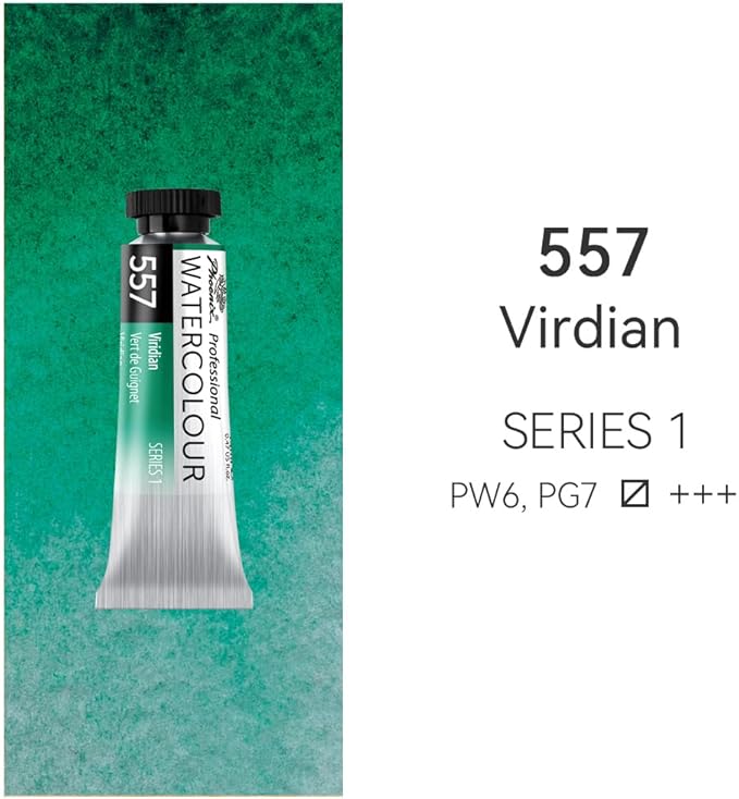 PHOENIX Professional Watercolor Paint Single Tube - 0.47 Fl Oz / 14ml - Viridian