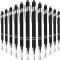 Ballpoint Pen with Stylus Tip, Soft Touch Click Metal Pen, 1.0mm Medium Point, Black Ink, 12 Count(Black)