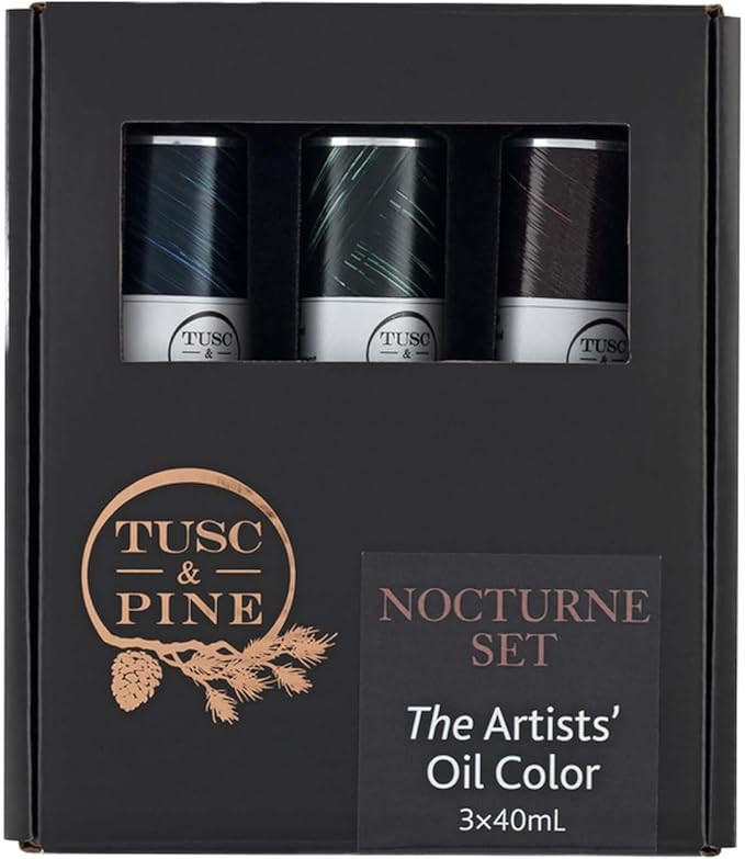 Tusc & Pine Artist Oil Paint - Nocture Colors, Set of 3 40 ml, Non-Yellowing, Rich & Creamy Consistency, Maximum Pigment Load, Small Batch Milled Oil Paints Made in the USA for Professional Artists