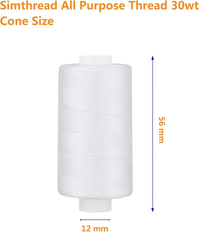 Simthread All Purpose Thread Polyester 400 Yards (2 White)