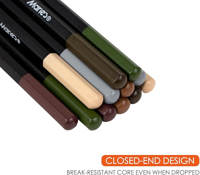 Marie's Colored Charcoal Pencils Set, 6 Colors 12 Pieces, Pastel Chalk Pencils for Drawing, Sketching, Coloring & Shading, Art Supplies for Adult Artists