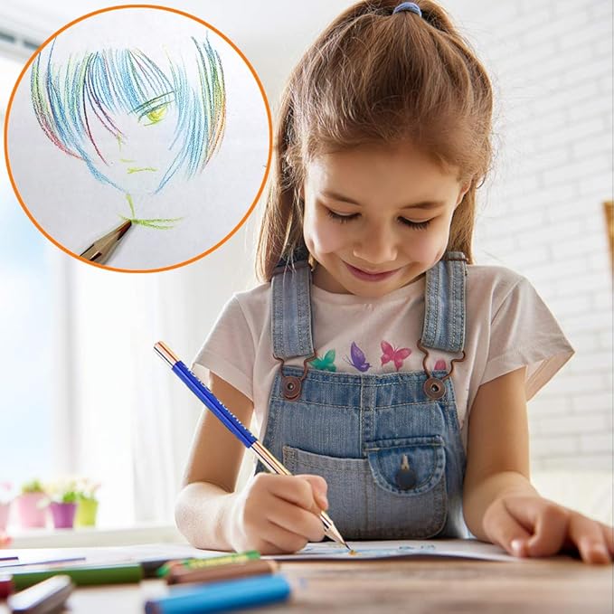 ThEast 60 Pieces Rainbow Colored Pencils, 4 Color in 1 Rainbow Pencils for Kids, Assorted Colors for Drawing Coloring Sketching, Kids Party Favors, Pre-sharpened