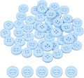 HARFINGTON 50pcs Sewing Button 11mm (15/32 Inch) 4 Holes Resin Thickened Round Crafting Replacement Buttons for Clothing DIY Crafts Decoration, Light Blue