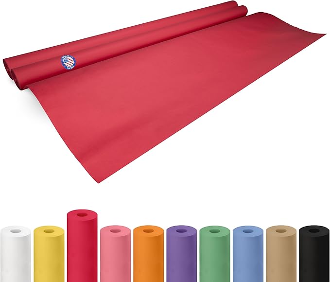 48" x 1200" (100 ft) Red Kraft Paper Roll, Pack of 2 - USA-Made Quality Craft Paper for Gift Wrapping, Kids' Arts & Crafts, School Projects - 100% Recycled, 50 lb Natural Material by IDL Packaging