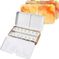 Watercolor Palette Empty with 14PCS Watercolor Half Pans - Sturdy Metal Empty Watercolor Palette Tin - Suitable for Gouache, Watercolor, Acrylic Painting