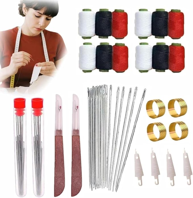 37PCS Sewing Tool Set, 2025 New Portable Needles Thread Repair Tools, Multi-Purpose Needle and Thread Kit, DIY Hand Made Craft Set, Sewing Working Kit for Beginners (2 Set)