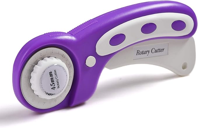 Rdutuok Rotary Cutter Set 45mm Fabric Cutter Set Quilting Kit, 5 Replacement Blades, A3 Cutting Mat(18X12"), Acrylic Ruler,Sewing Pins,Craft Knife and Craft Clips for Sewing and Crafting (Purple)
