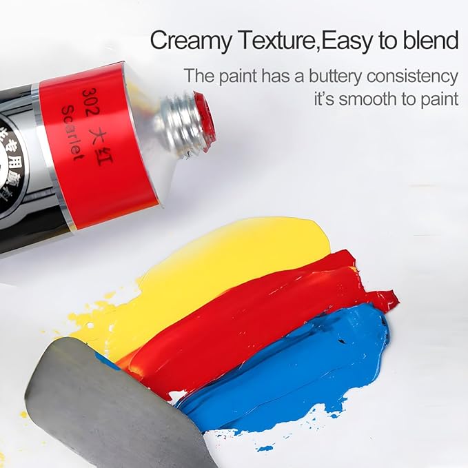 LIGHTWISH Oil Paint,21 Vibrant Oil Colors,50ml Large Tubes, Oil Based Paint for Canvas Painting, Art Supplies for Artist Beginners Adults Students