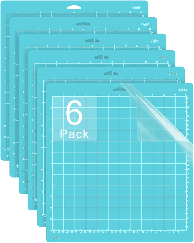 Gwybkq Cutting Mat 6 Pack Light, Compatible With Cricut Maker/Explore Air 2/Air/One (12x12Inch), Blue Adhesive Sticky Pads Non-Slip Replacement Mats for Accessories Supplies