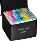 Alcohol Markers 120 Colors with Base Support, Drawing Art Markers Perfect for Students Kids and Adults Comics Sketching Illustration Artistic Creation Gift