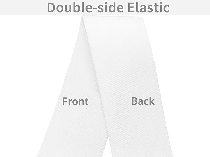 White Knit Elastic Band for Sewing 3 inch 5 Yards Double-Side Twill Woven Elastic Heavy Stretch Elastic Spool for Clothes Pants Waistband, Wigs, Skirts, Craft DIY Projects