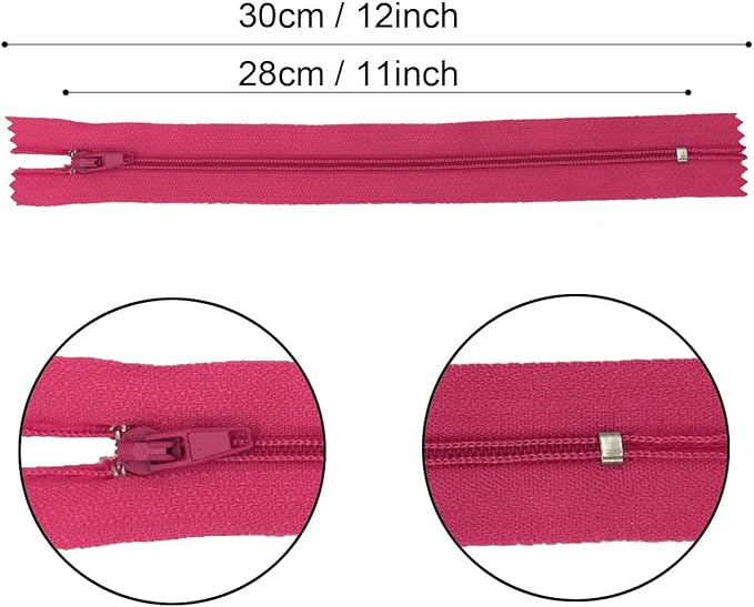 12 Inch Zippers, DOITEM 72 pcs 30cm/12 Inch Zippers for Sewing Multicolor Nylon Coil Zipper for Sewing and Crafts 24 Colors