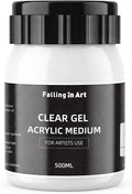 Falling in Art Clear Gel Acrylic Medium, 500ML/16.9Oz Gloss Gel Medium for Acrylic Paint, Ideal for Texture, Layering,and Extending Paint