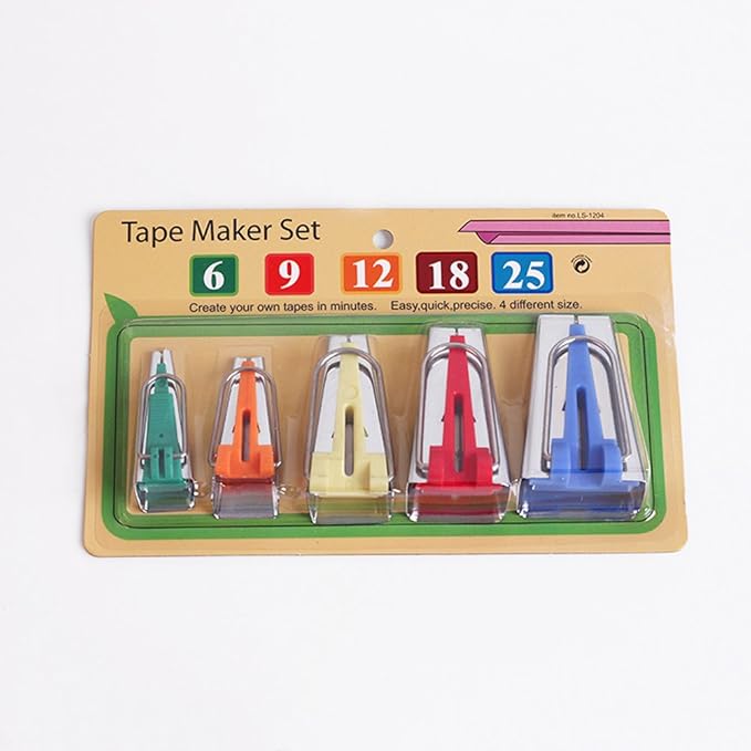 HONEYSEW Fabric Bias Tape Maker Tool for Sewing Quilting Size 6mm 9mm 12mm 18mm 25mm Set of 5 Sewing Quilting/Fabric Sewing Quilting Bias Binding Maker Tape Maker Tool Set