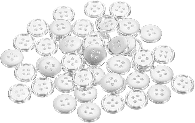 HARFINGTON 50pcs 20L Plastic Sewing Buttons 12.5mm 1/2" 4-Hole Round Replacement Craft Button for Coats Sewing Clothing and DIY, Silver