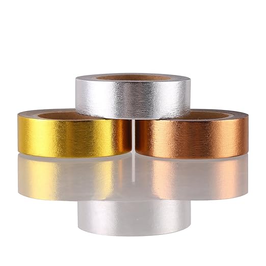 DECORA 3 Pieces Gold Washi Masking Tape Collection Premium DIY Arts & Crafts Tape and Gift Wrapping Supplies for Home Decoration and St. Valentine's Day Use