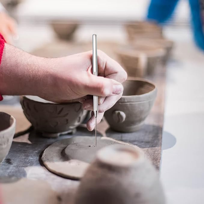 3Pcs Clay Ceramic Needle Tools Pottery Craft Tools Sculpture Feather Pin, Carving Knife and Needle Detail Tools for Pottery Modeling, Carving, Detail Processing