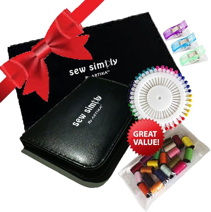ARTIKA Sewing Kit for Adults and Kids (142 PCS) - Small Beginner Set w/Multicolor Thread, Needles, Scissors, Thimble & Clips - Emergency Repair and Travel Kits - Sewing Accessories and Supplies