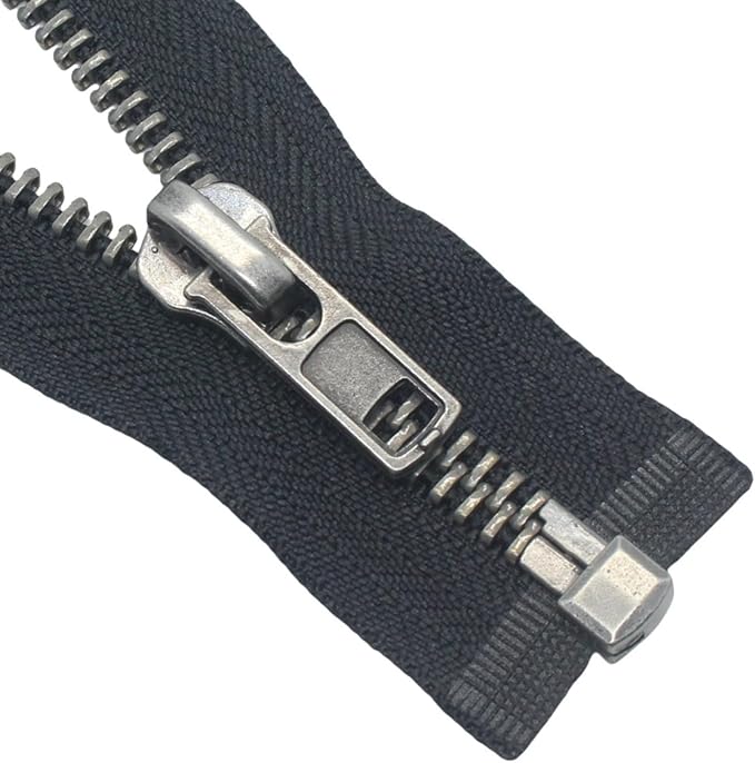 MebuZip #8 28 Inch Antique Silver Teeth Separating Jacket Zipper Right Handed Zipper Heavy Duty Metal Zippers for Men's Jackets Coats Sewing (28" RH)