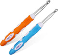 9mm 10mm Crochet Hook, Smooth Metal Head and Soft Rubber Grip Extra Long Ergonomic Crochet Hooks for Arthritic Hands, Beginners and Crochet Enthusiast