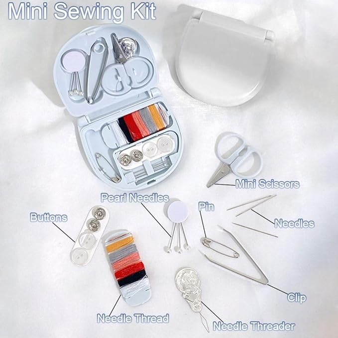 ZYMJBB Mini Travel Sewing Kit, 2Packs Portable DIY Supplies,Emergency Repair Kit with Threads, Beginner Friendly,Needles,Scissors for Travel, Business, College, Camping, Home Use