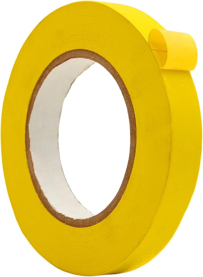 WOD MTC5 Colored Masking Tape, Yellow, 3/4 inch x 60 yds. Colorful Teacher Painters Tape for Fun DIY Art & Crafts, Lab Labeling, Writable & Classroom Decorations