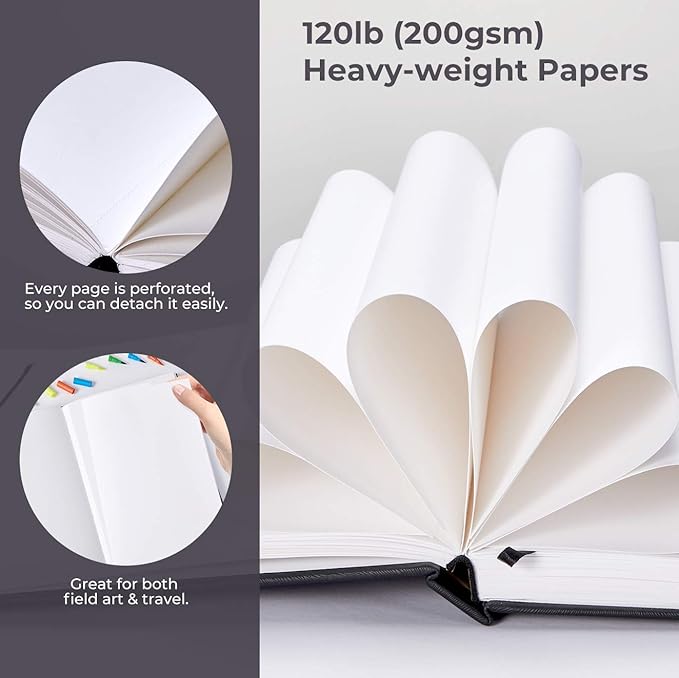 Marker Pads Art Sketchbook, Ohuhu 120LB/200GSM Heavy Smooth Drawing Papers, 30 Sheets/60 Pages, Hardcover Sketch Book, Specially Designed for Alcohol Markers (6.9" x 6.5")