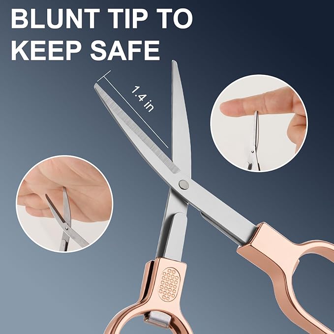 2 Pcs Folding Stainless Steel Portable Mini Small Travel Scissors, Safety Foldable Pocket Badge Nursing Scissors with 2 Keychain for Travel, Home, Office, Craft, Sewing (Rose Gold)