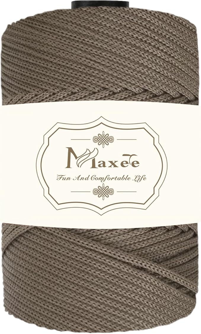 Maxee Premium Polyester Macrame Cord 3 mm × 218 yd,3mm 100% Polypropylene Macrame Cord,Ideal for Crochet, Wall Hangers, Bags, Rugs & DIY Crafts(Chestnut Brown)