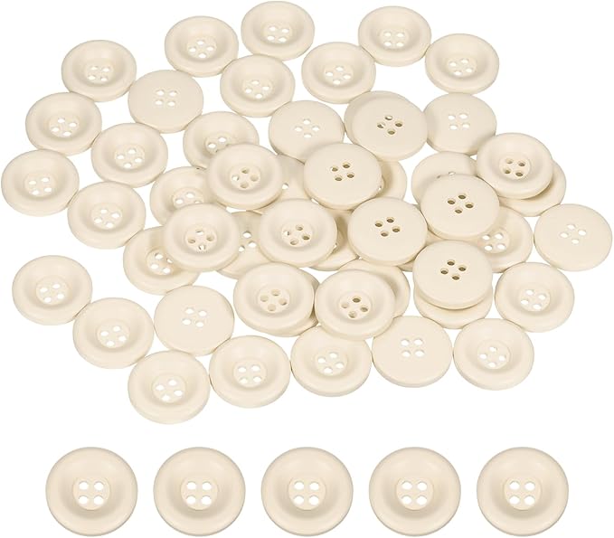 HARFINGTON 50pcs Sewing Button 23mm (7/8 Inch) 4 Holes Resin Thickened Round Crafting Replacement Buttons for Clothing DIY Crafts Decoration, Beige