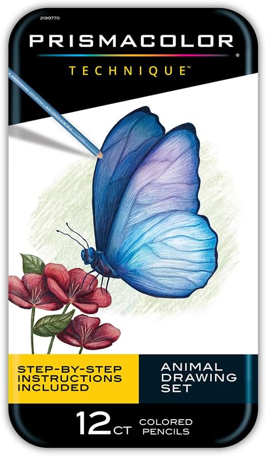 Prismacolor Technique Animal Drawing Set, Includes Colored Pencils and Step-by-Step Drawing Tutorials, Assorted Colors, 12 Count (Pack of 12)