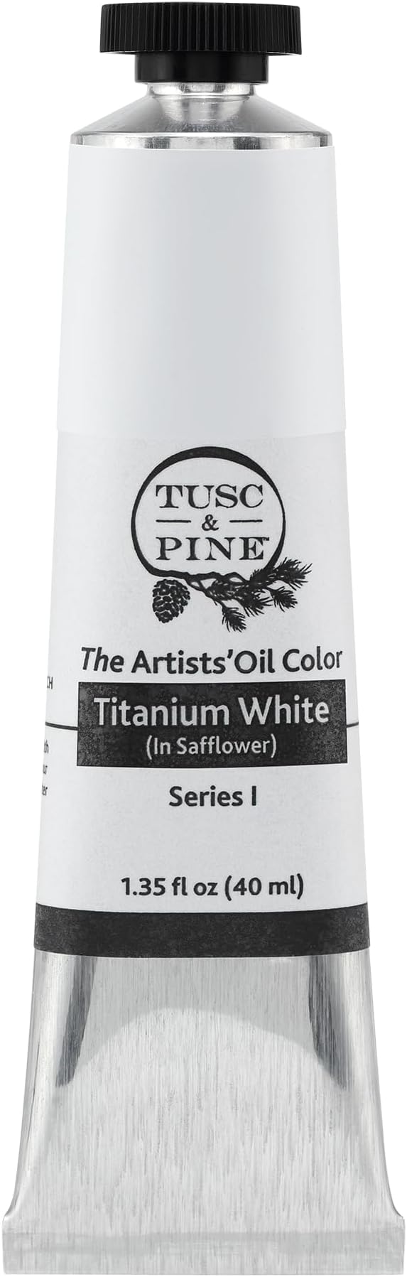 Tusc & Pine Artist Oil Paint - Titanium White (In Safflower), 40ml, Non-Yellowing, Rich & Creamy Consistency, Max Pigment Load, Small Batch Milled Oil Paints Made in the USA for Professional Artists