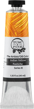 Tusc & Pine Artist Oil Paint - Indian Yellow Pastiche, 40 ml, Non-Yellowing, Rich & Creamy Consistency, Maximum Pigment Load, Small Batch Milled Oil Paints Made in the USA for Professional Artists