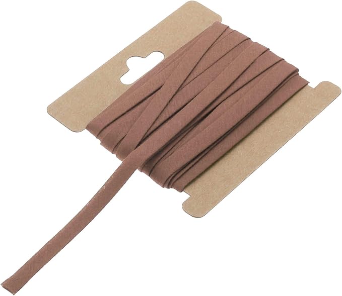 MECCANIXITY 1/4 Inch Double Fold Bias Tape Continuous Bulk Cotton Bias Tape for Sewing Seaming Quilting Hemming Binding Crafts (Coffee 12 Yards)