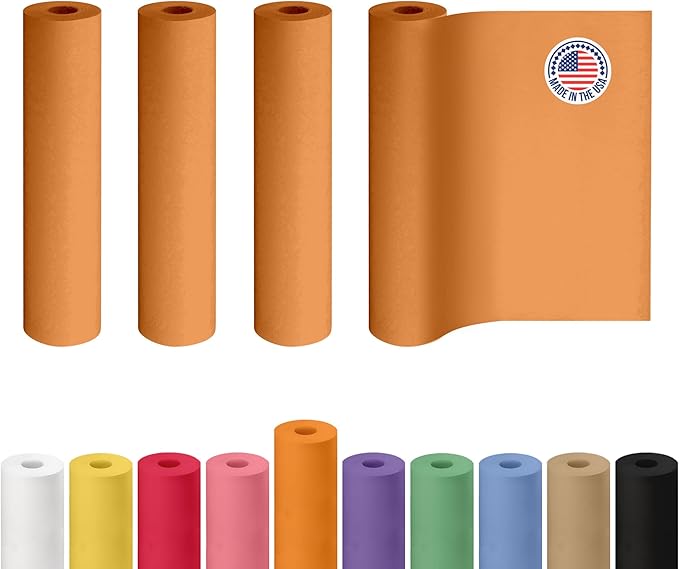 24" x 1200" (100 ft) Orange Kraft Paper Roll, Pack of 4 - USA-Made Quality Craft Paper for Gift Wrapping, Kids' Arts & Crafts, School Projects - 100% Recycled, 50 lb Natural Material by IDL Packaging