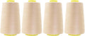 Mandala Crafts 4 Pack of Serger Threads Cones Spools - 40S/2 24000 Yards Polyester Natural Threads for Sergers Machine and Overlock Quilting Sewing Machine