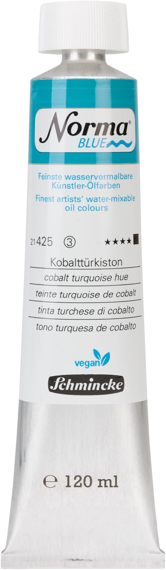 Schmincke - NORMA® Blue, 21425012, finest water-based artists' oil paints, highly pigmented, lightfast, vegan, cobalt turquoise, 120 ml