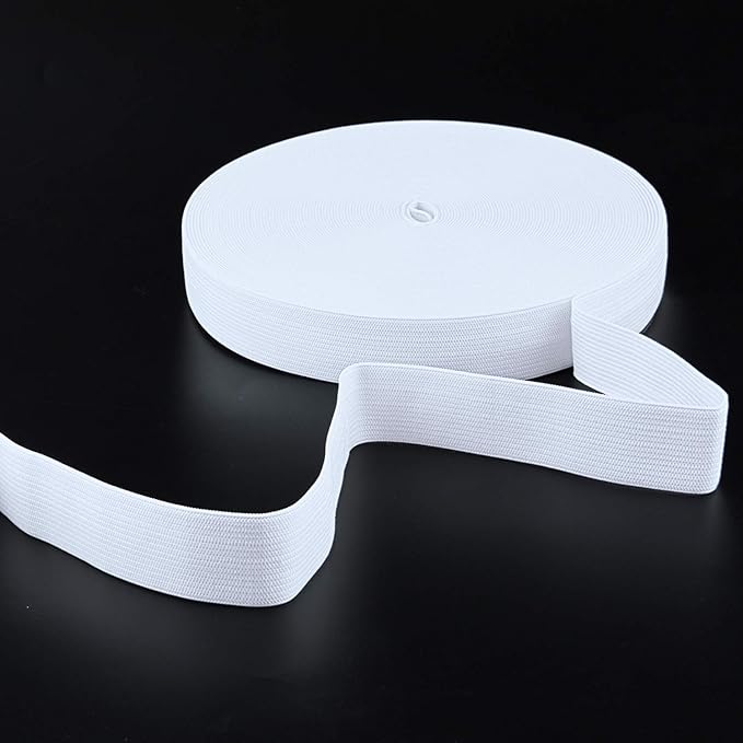 20 Yards Sewing Knit Stretch Elastic Band Spool, 1 inch Width (White)