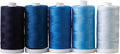 Connecting Threads 100% Cotton Thread Sets - 1200 Yard Spools (Set of 5 - True Blue)