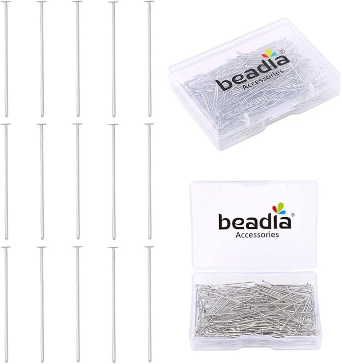 Platinum Plated Flat Head Pins Non Tarnish 30mm 200pcs for Jewelry Making Findings
